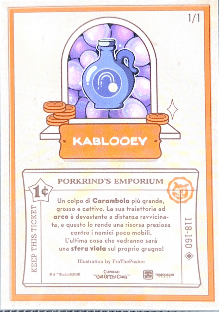 118 - Kablooey numerata 1/1 - Cuphead out of the cards by Dario Moccia | BraccoTCG